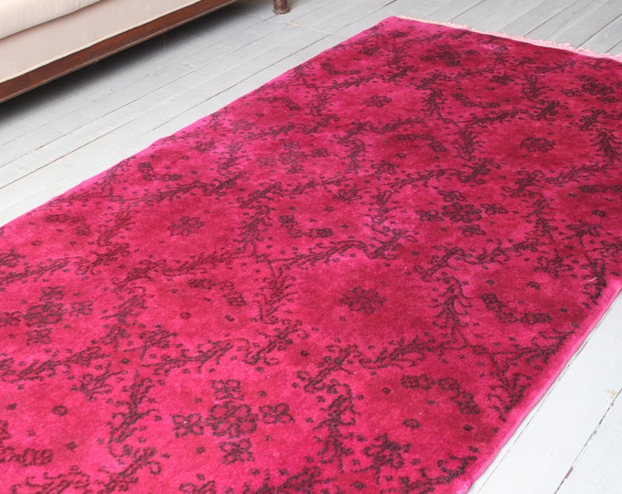 Vintage Pink  Rug, Ethnic, Bohemian ,Turkish, Pink ,Handwoven ,Wool Rug, Rug For Girl's Room / 4'x7'1" feet