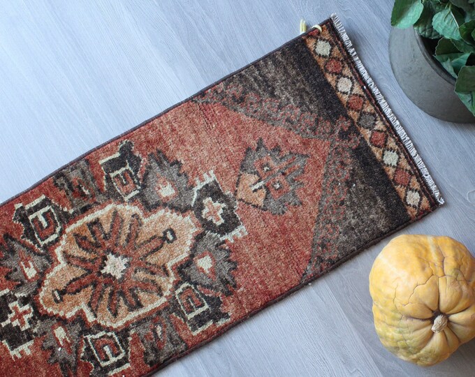 Handwoven Door Mat, Ethnic Small Rug, Ethnic Door Mat, Anatolian Door Rug / B-1449 / 1'2"x3'3"