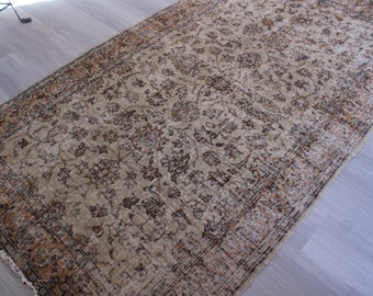 3'8"x6'7" ft   Vintage Oushak Rug, Vintage Turkish Rug, Low Piled Anatolian Rug, Handwoven Wool Rug