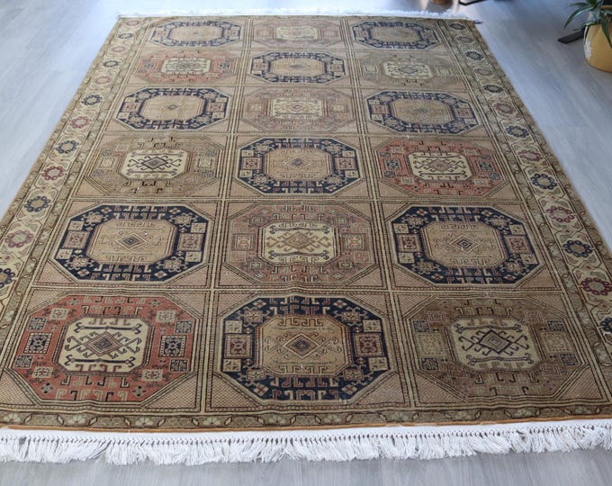 Large Vintage Rug , 6'3"x9'2" ft  Handwoven Kayseri Rug, Livingroom Rug / B-764