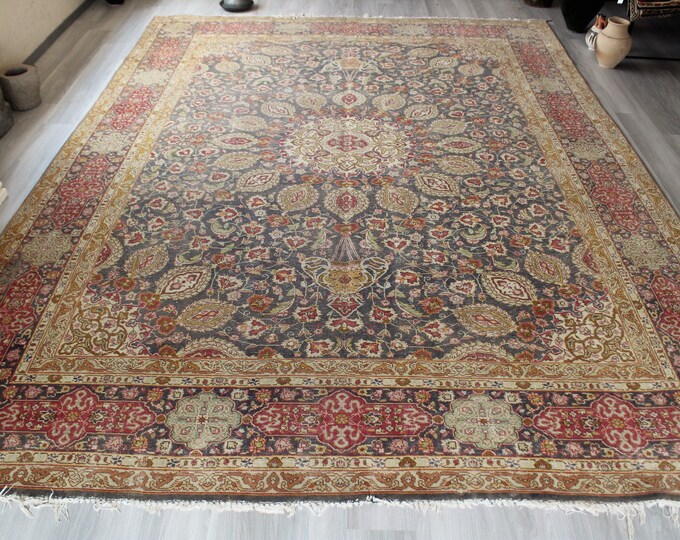 Oversized Turkish Rug, Large Vintage  Rug, Large Oriental Rug, Vintage Oushak Rug  / C-4312  /  10'2"x13'4" ft