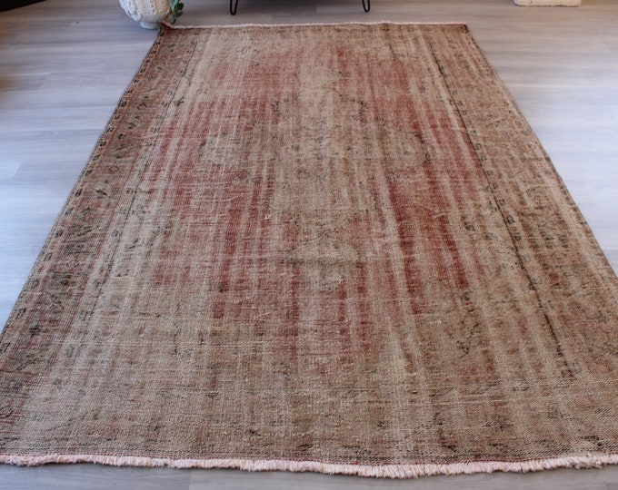 Vintage Rug, Large Oushak Rug, Large Turkish Rug, Distressed Area Rug, Handwoven Wool Rug , Large Vintage Rug, Bohemian Rug ,6'X8'8"/ B-1236