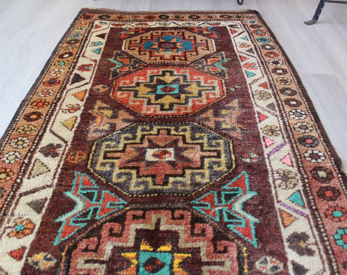 3'3"x11'1" ft    RUNNER, Vintage Kars Rug Runner, Ethnic Rug Runner, Bohemian Rug Runner, Anatolian Rug Runner, Vintage Turkish Runner