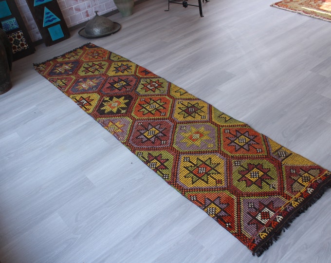 2'3"x9'2" ft   Vintage Kilim Runner, Ethnic Kilim Runner, Bohemian Kilim Runner, Turkish Kilim Runner, Anatolian Kilim Runner