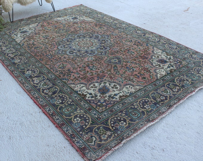 6'5"x9'6" ft  Vintage Area Rug, Large Turkish Area Rug, Hereke  Rug, Large Anatolian Rug, Vintage Classic Rug