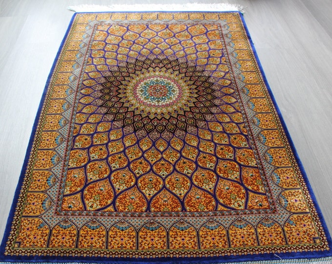 Silk Rug, 3'x4' Silk Rugs , Oriental Silk Rug, Turkish Silk Rug / B-1809  / 2'6''X4'