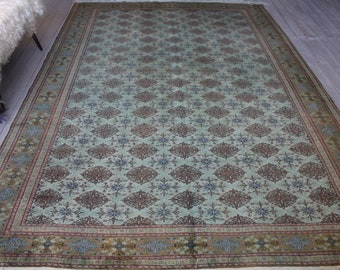 Vintage  Rug, Vintage Turkoman Rug, Vintage Overdyed Bukhara Rug, Large  Bukhara Rug