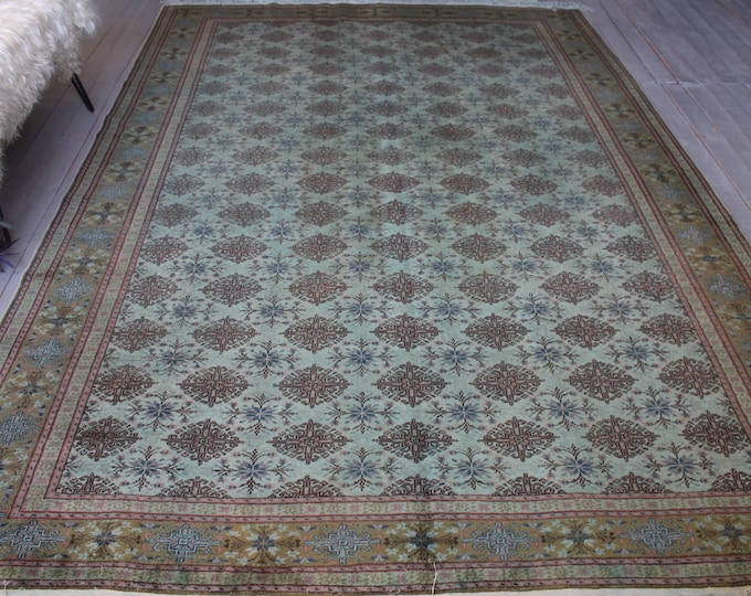 Vintage  Rug, Vintage Turkoman Rug, Vintage Overdyed Bukhara Rug, Large Bukhara Rug