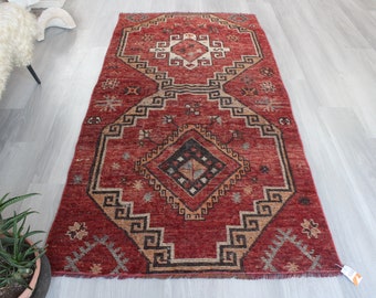 Vintage Wide Red Runner , Vintage Anatolian Runner, Ethnic Handwoven Red Runner / B- 1727 / 3'5"x7'2"