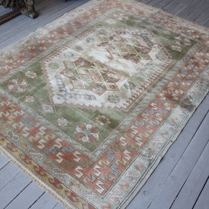 5&#39;2&quot;x6&#39;8&quot; ft   OUSHAK Rug, Bohemian Ethnic Turkish Anatolian Rug, Vintage Oushak Rug