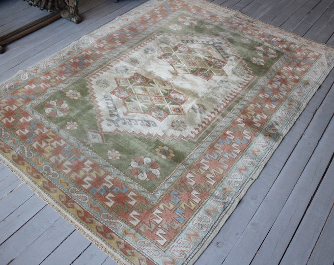 5'2"x6'8" ft   OUSHAK Rug, Bohemian Ethnic Turkish Anatolian Rug, Vintage Oushak Rug