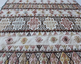 1'9"x3'1"ft  Vintage Nomadic  Small Kilim, Handwoven Wool Small Ivory Colour Kilim , Ethnic Bohemian Small Kilim