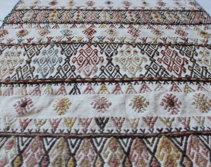 1'9"x3'1"ft  Vintage Nomadic  Small Kilim, Handwoven Wool Small Ivory Colour Kilim , Ethnic Bohemian Small Kilim