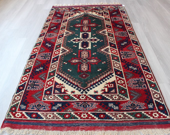 Vintage  Rug, Tribal Rug, Vintage Anatolian Rug, Vintage Dosemealti Rug, Handwoven Ethnic Rug / B-38 /  4'2"x7'8" feet