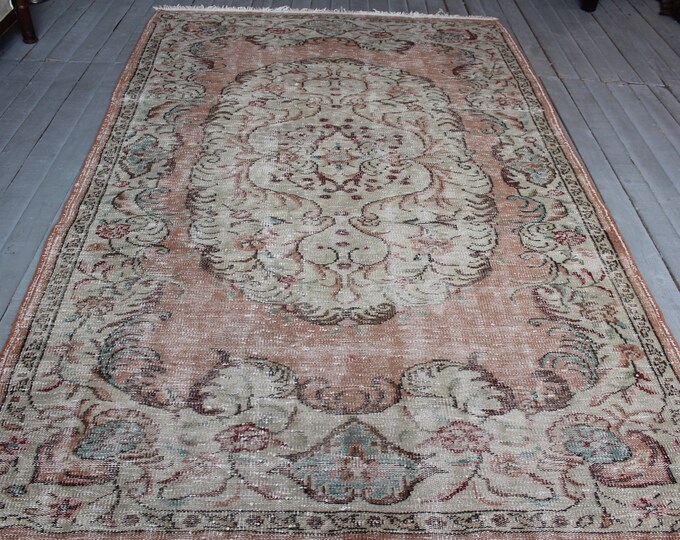 5'3"x8'3"ft Vintage Turkish Large Oushak Rug, Handwoven Wool  Oushak Carpet ..FREE Shipping