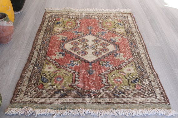 Small Turkish Rug, Ethnic Rug Door Mat , Bohemian Door Mat