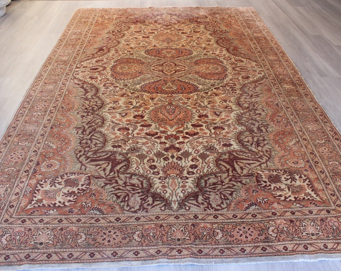 Vintage Rug, 7'3"x11'2" feet,  Vintage Oushak  Rug , Large Area Rug, Traditional Turkish Rug, Large Vintage Rug / B-1320