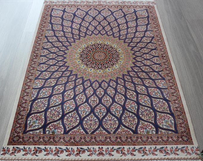 Small Silk Rug, Medallion Silk Rug , Classic Silk Rug