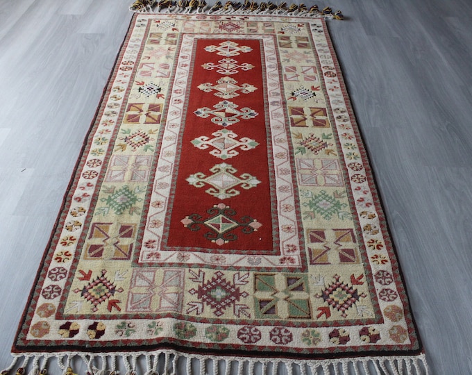 Vintage Anatolian Pile Rug, Nursery rug,Tribal Rug, Bedroom Rug, Handwoven Wool Rug