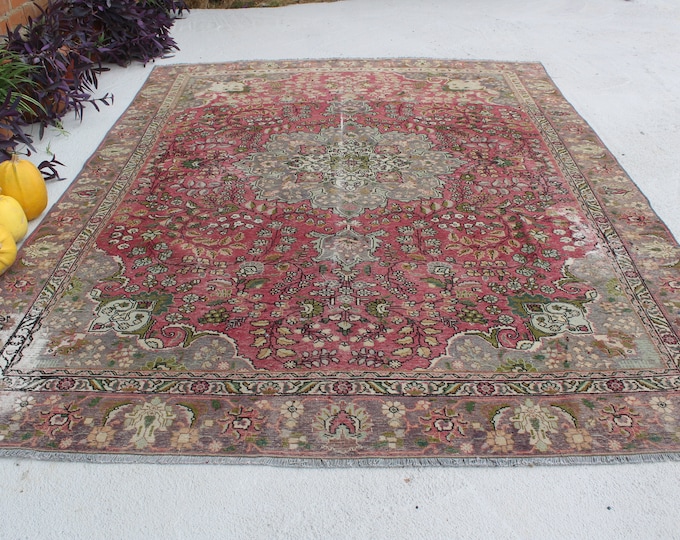 8'5"x11'6" ft Large Area Rug, Large Vintage Rug, Large Turkish Rug, Vintage Kayseri Rug, Vintage Low Piled Large Area Rug