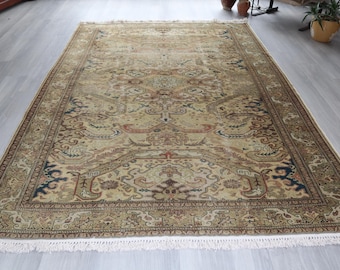 6'6"x9'8" ft  Vintage OUSHAK Rug, Vintage Turkish Rug, Large Area Rug,  Traditional Area Rug, Large Anatolian Rug / B-654