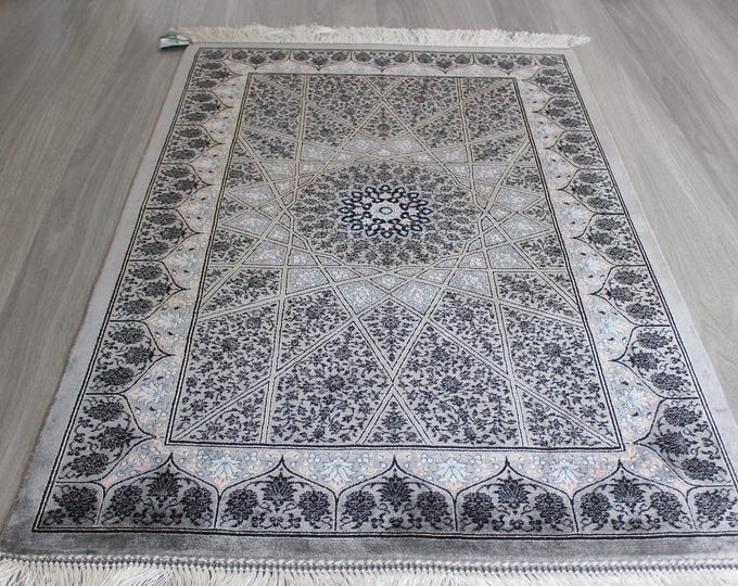 Ice Blue Silk Rug, Small Silk Rug / B-2014 / 1'9''x3'