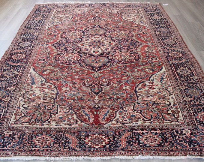 8'5"x11' , Large Vintage Rug, Traditional Heriz Design Turkish Area Rug, 8'x11' , Vintage Classic Rug, Decorative  Livingroom Rug / C-4542