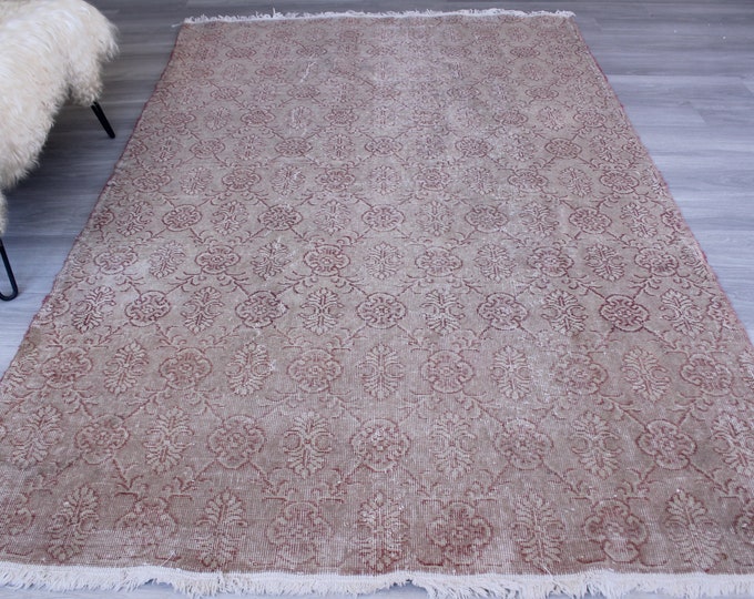 Vintage Oushak Rug, Vintage Floral Rug, Vintage Turkish Rug, Vintage Area Rug, Ethnic Area Rug, Bohemian Rug