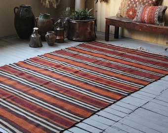 Striped- Coloured Kilim,Kelim,Area Kilim,Handmade Bohemian Kilim,Large Wool Anatolian Kilim
