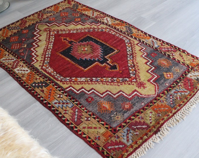 4'x6'2" ft   Special Anatolian Rug, Small Ethnic Rug, Bohemian Turkish Rug, Small Vintage Rug, Decorative Rug