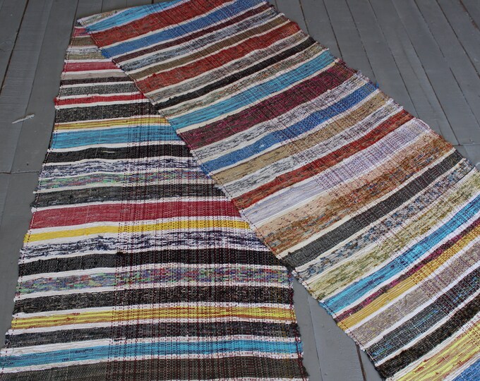 2'1"x16'5" ft   RAG RUG Runner, Vintage Rag Rug Runner, Bohemian Rag Rug Runner, Turkish CHAPUT Kilim Runner, Ethnic Colored Rag Rug Runner