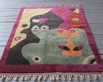 3'6"x4'9" ft  Nursery Rug, Child room Rug, Eclectic Rug, Handwoven Modern Rug, Small Modern Rug