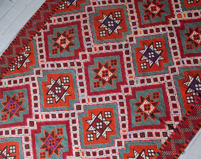 4'2"x9'9"RUNNER ,Vintage Handwoven Kilim Runner Rug,Ethnic Bohemian Turkish Kilim Runner