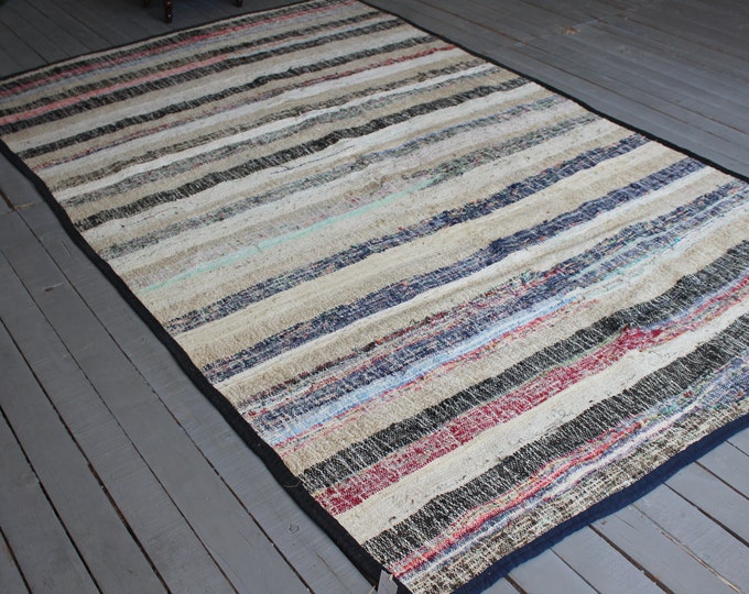 5'6"x9'2" ft  Vintage RAG RUG, vINTAGE Chaput Kilim, Bohemian Rag Rug, Ethnic Rag Rug,