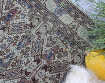 6'3"x9'2" ft  Vintage Hereke   Rug, Vintage Area Rug, Large Area Rug, Large Oushak  Rug, Low Piled  Shirvan Rug