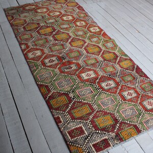 2&#39;6&quot;x5&#39;9&quot; RUNNER, Vintage Kilim Runner,Bohemian Rug Runner,Ethnic Kilim Runner,Handwoven Wool Mut Geometric Design Kilim Rug Runner
