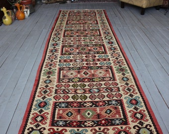 3'2"x 10'1" feet  NO 237  Vintage Handwoven Kilim Runner Rug,Ethnic Bohemian Long Kilim Runner rug