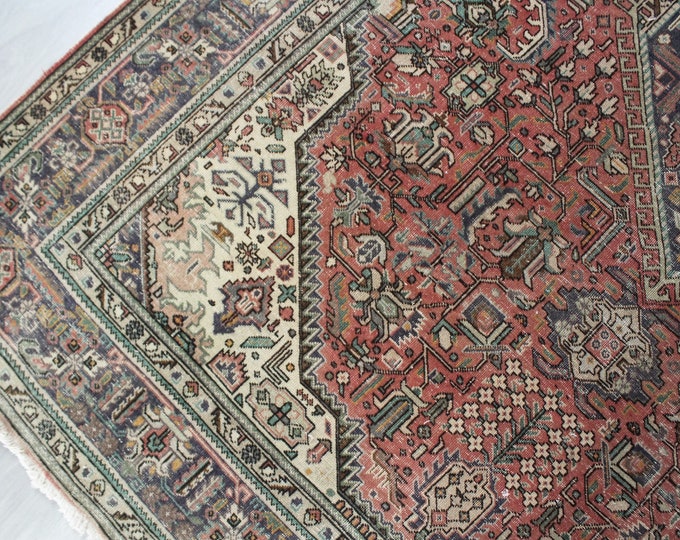 Vintage Rug, Large Area Rug, Large Oushak Rug, Low Piled Turkish Rug, Large Oriental Rug / C-4341 / 6'7"x9'2" ft