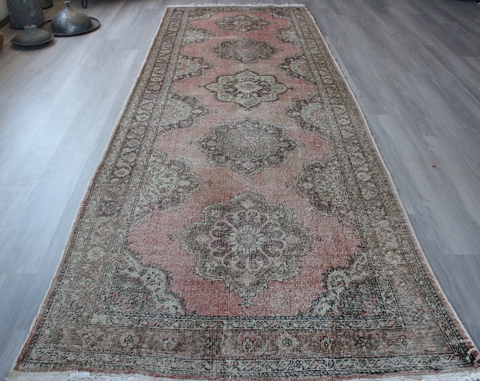 Wide Rug Runner, 4'7"x13'7 feet , Vintage Rug Runner, Anatolian Rug Runner, Handwoven wool rug runner / B-1404