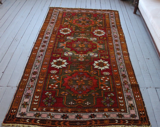 Ant4'x7' Anatolian Rug,  Ethnic Bohemian Handwoven Wool Rug, Coloured  Area Rug /