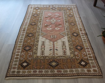 Antique MILAS Rug, Milas Bozalan Rug, Bohemian Handwoven Rug / B-1845 / 3'6''x6'1''