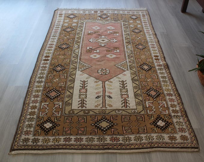Antique MILAS Rug, Milas Bozalan Rug, Bohemian Handwoven Rug / B-1845 / 3'6''x6'1''
