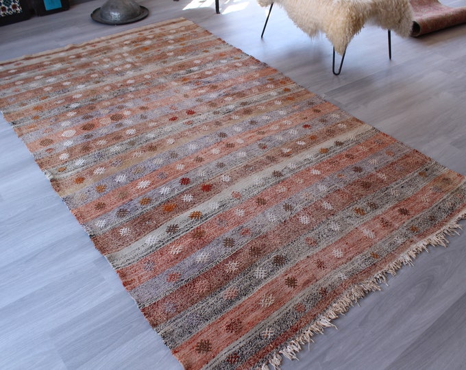 5'3"x9'4" ft Vintage Kilim Rug, Ethnic Kilim, Bohemian Kilim, Vintage Anatolian Kilim, Vintage Turkish Kilim