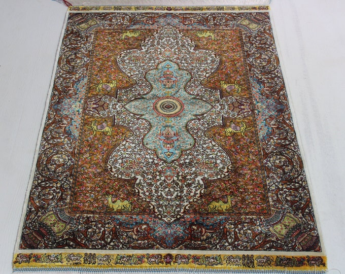 Oriental Silk Rug, Small Traditional Silk Rug, Medallion Silk Rug / B-1786-1802  / 2'x3'