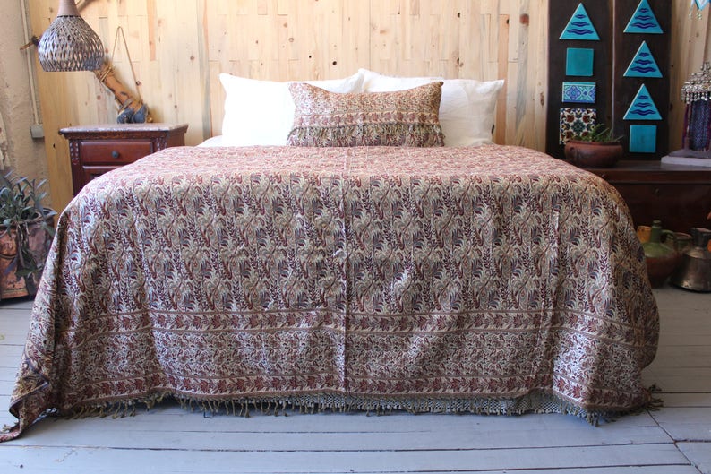 Vintage Silk Throw,Bohemian Style Etnic Throw