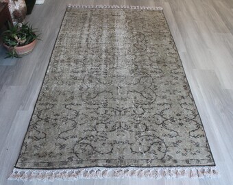 Pale Gray Rug, Vintage Pale Rug, Distressed  Oushak  Rug / B-1841 / 3'9''x7'2''
