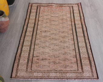 Pale Bukhara Rug, Small Mute Rug, Ethnic Pale Wool Rug, Vintage Bukhara Rug, Small Bukhara Rug / B-1569 / 2'2"x3'4"