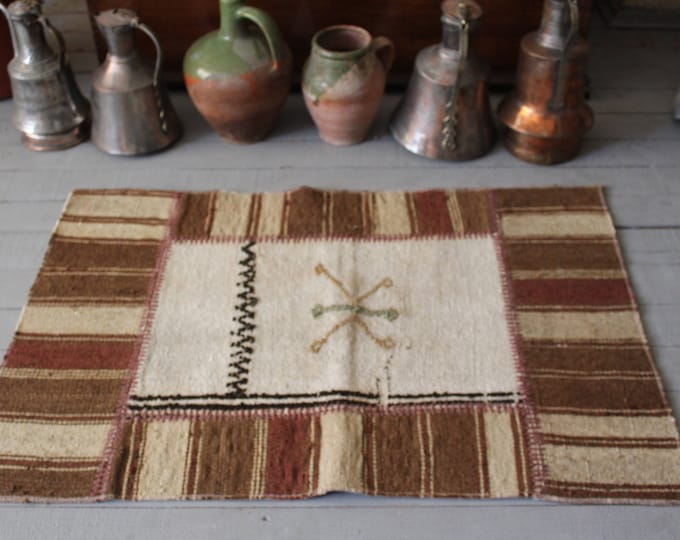 Bohemian Ethnic Tribal Handmade Patchwork  Small  Kilim