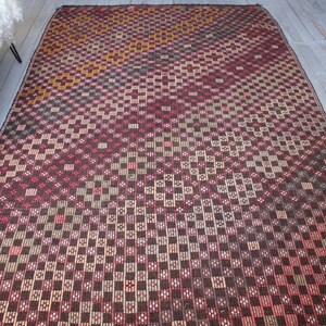 5&#39;9 &quot;x 9&#39;5&quot; ft ethnische Kelim, große Fläche Kelim Teppich, große türkische Kelim Teppich, Boho Kelim Teppich