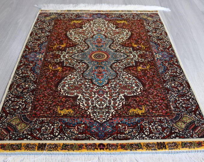 Oriental Silk Rug, Small Traditional Silk Rug, Medallion Silk Rug / B-1786-1802  / 2'x3'